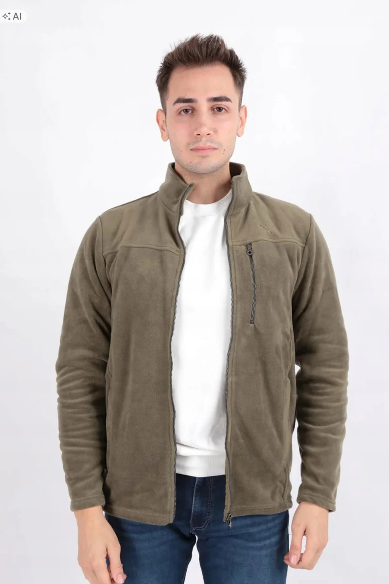 SWETER MĘSKI ZAMSZOWY W STYLU CASUAL Z ZAMKIEM M 5IA