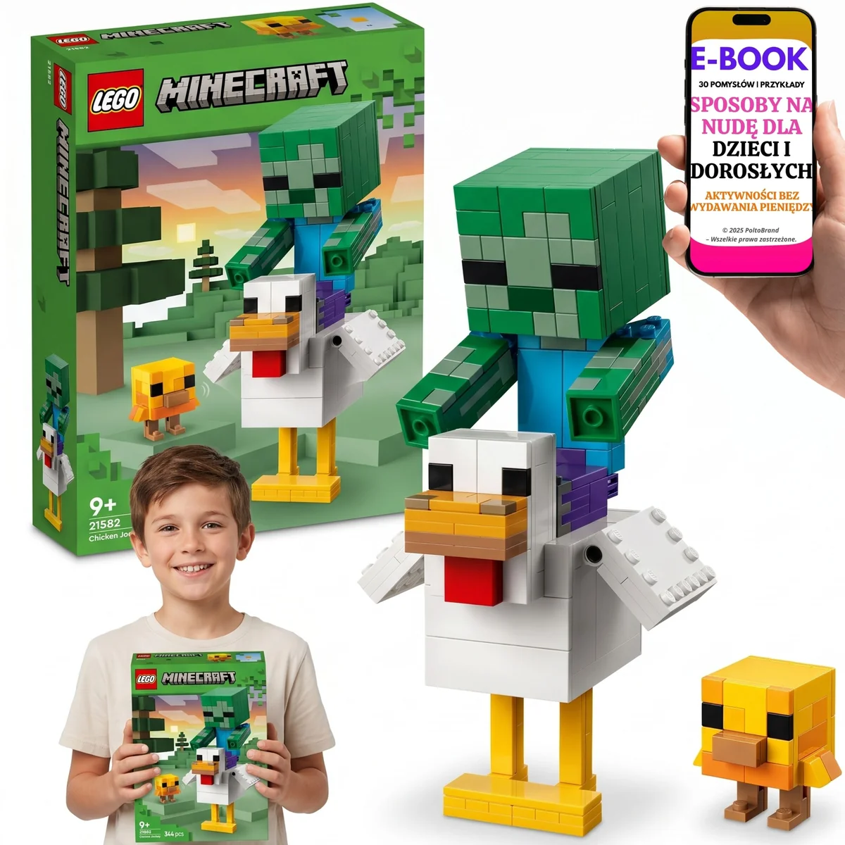 LEGO Minecraft Kurczak 21582 • 344 klocki • kolekcjonerska figurka na półkę