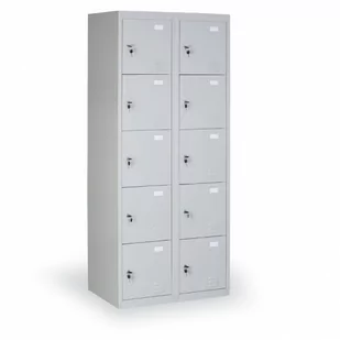 Szafka ubraniowa ze schowkami, 10 szafek, szara - Szafki BHP - miniaturka - grafika 1