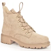 Botki damskie - Botki damskie workery zamszowe beżowe S.Barski beżowy - miniaturka - grafika 1