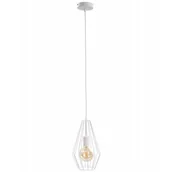 Lampy sufitowe - KET Druciana LAMPA wisząca metalowa OPRAWA industrialny zwis biały KET439 - miniaturka - grafika 1