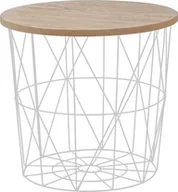 Ławy i stoliki kawowe - Elior Okrągły stolik kawowy Rista - naturalny + biały - miniaturka - grafika 1