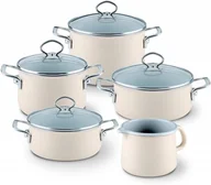 Zestawy garnków i patelni - RIESS EMAILLE 5cz. Avorio - zestaw garnków, bez niklu, INDUKCJA - miniaturka - grafika 1