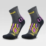 Skarpety termoaktywne - Skarpety damskie UYN Trekking Approach Mid Socks 2-Pack - grey/yellow - miniaturka - grafika 1