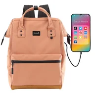 Plecaki - Brzoskwiniowy plecak sportowy z wodoodpornej tkaniny - Himawari - miniaturka - grafika 1