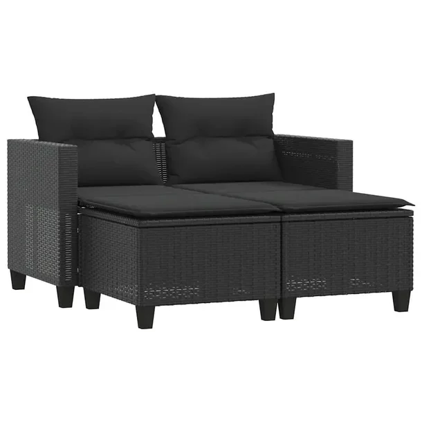 Zestaw Mebli Ogrodowych Rattan PE Czarny 122x65x62 cm