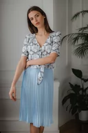 Spódnice - Niebieska Plisowana Midi Spódnica - miniaturka - grafika 1