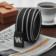 Paski - Pasek parciany STYLION czarno-biały - ST-01 - miniaturka - grafika 1