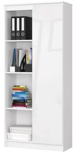 REGAŁ BIUROWY R 80 cm CLP 1 DRZWI 4 PÓŁKI BIAŁY / BIAŁY POŁYSK - Regały biurowe - miniaturka - grafika 6