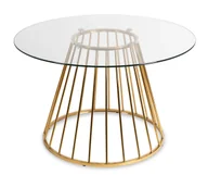 Stoły - Bezbarwny szklany stół na złotej podstawie glamour Z1-B61 - miniaturka - grafika 1