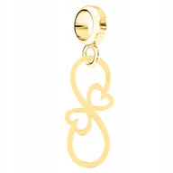 Bransoletki - Charms Złoty Infinity Serca z Nieskończonością Ósemka Serce SREBRO 925 - miniaturka - grafika 1