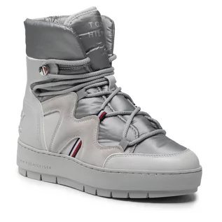 Śniegowce damskie - Śniegowce TOMMY HILFIGER - Snowboot FW0FW06052  Grey Whisper PQU - grafika 1