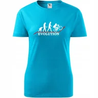 Koszulki i topy damskie - Damska Koszulka z Nadrukiem Rowerowa Ewolucja rower Prezent dla Rowerzystki turkusowy S - miniaturka - grafika 1