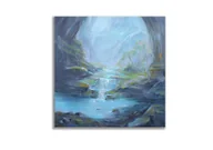 Obrazy i zdjęcia na płótnie - Obraz olejny 50x50 cm Wodospad Pejzaż górski oryginalny autorski - miniaturka - grafika 1