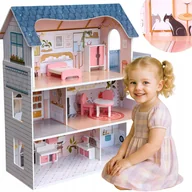 Domki dla lalek - Domek dla lalek drewniany duży oświetlenie LED Happy Kiddo - miniaturka - grafika 1