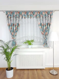 Firana gotowa z zasłonami ozdobiona różami- szara, komplet dekoracyjny - Firany Firana gotowa z zasłonami ozdobiona różami- szara, komplet dekoracyjny - Firany - miniaturka - grafika 1