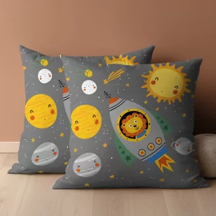 Poszewka 40x40 bawełniana kosmos rakieta - Pościel dla dzieci - miniaturka - grafika 1