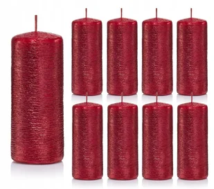 Świece ozdobne czerwone walec kokon 10/4 zestaw 9 - Świece - miniaturka - grafika 1