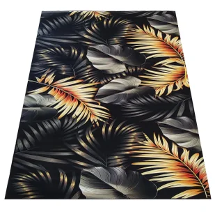 Czarno-złoty dywan z motywem liści H0-B65 - Dywany - miniaturka - grafika 1