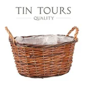 Donice - BRĄZOWY OWALNY KOSZYK WIKLINOWY Z FOLIĄ 28x22x14/19 cm - miniaturka - grafika 1