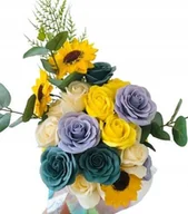 Sztuczne kwiaty - Kwiaty Mydlane W Doniczce Stroik Bukiet Na Prezent Upominek Urodziny Box - miniaturka - grafika 1