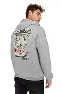 Bluzy męskie - Trendyol Męska bluza z kapturem, zwykła, szara, XL, Szary, XL - miniaturka - grafika 1