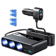 Ładowarki samochodowe - Joyroom 9w1 ładowarka samochodowa do laptopa 154W - 5x USB / 1x USB Typ C / 3x gniazdo zapalniczki Power Delivery / Quick Charge / PPS / AFC / FCP czarny (JR-CL06) - miniaturka - grafika 1