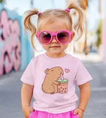 Koszulki dla dziewczynek - Koszulka dla dziewczynki z kapibarą - miniaturka - grafika 1