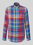 Koszule męskie - Koszula lniana o kroju custom fit z kołnierzykiem typu button down - miniaturka - grafika 1