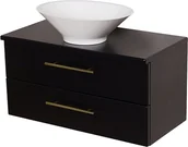 Szafki łazienkowe - Szafka łazienkowa wisząca 80 cm czarny mat z umywalką nablatową Belli Gold Gante - miniaturka - grafika 1