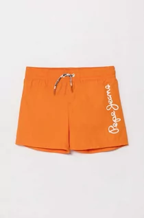 Spodnie i spodenki dla chłopców - Pepe Jeans szorty kąpielowe dziecięce LOGO SWIMSHORT kolor pomarańczowy - grafika 1