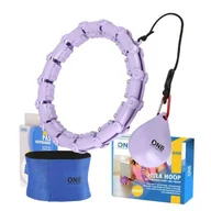 Pozostały sprzęt i akcesoria do ćwiczeń - ZESTAW HULA HOP OHA02 VIOLET Z WYPUSTKAMI I OBCIĄŻNIKIEM ONE FITNESS + PAS BR160 - miniaturka - grafika 1