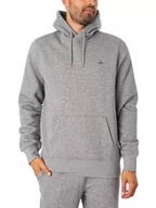 Bluzy męskie - GANT Reg Shield męska bluza z kapturem, szary melanż, XXL - miniaturka - grafika 1