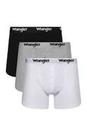 Majtki męskie - Wrangler bawełniane bokserki long na guziki 3-pack Tait, Kolor biało-szaro-czarny, Rozmiar M, Wrangler - Intymna - miniaturka - grafika 1