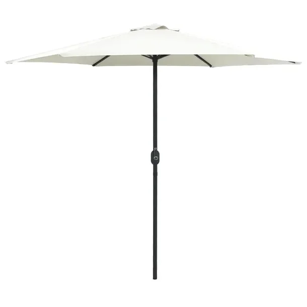 Parasol Ogrodowy UV z Korbką, Piaskowa Biel, 270 x 246 cm, Aluminiowy Słu