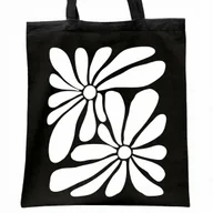 Torby i wózki na zakupy - Torba bawełniana czarna na zakupy Kwiaty Abstrakcja - miniaturka - grafika 1