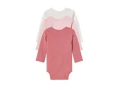 Body dla niemowląt - Lupilu Body niemowlęce z długim rękawem 3 sztuki Biały/różowy 50/56 - miniaturka - grafika 1