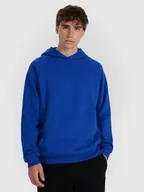 Bluzy męskie - 4F Bluza dresowa nierozpinana z kapturem męska - niebieska L - miniaturka - grafika 1