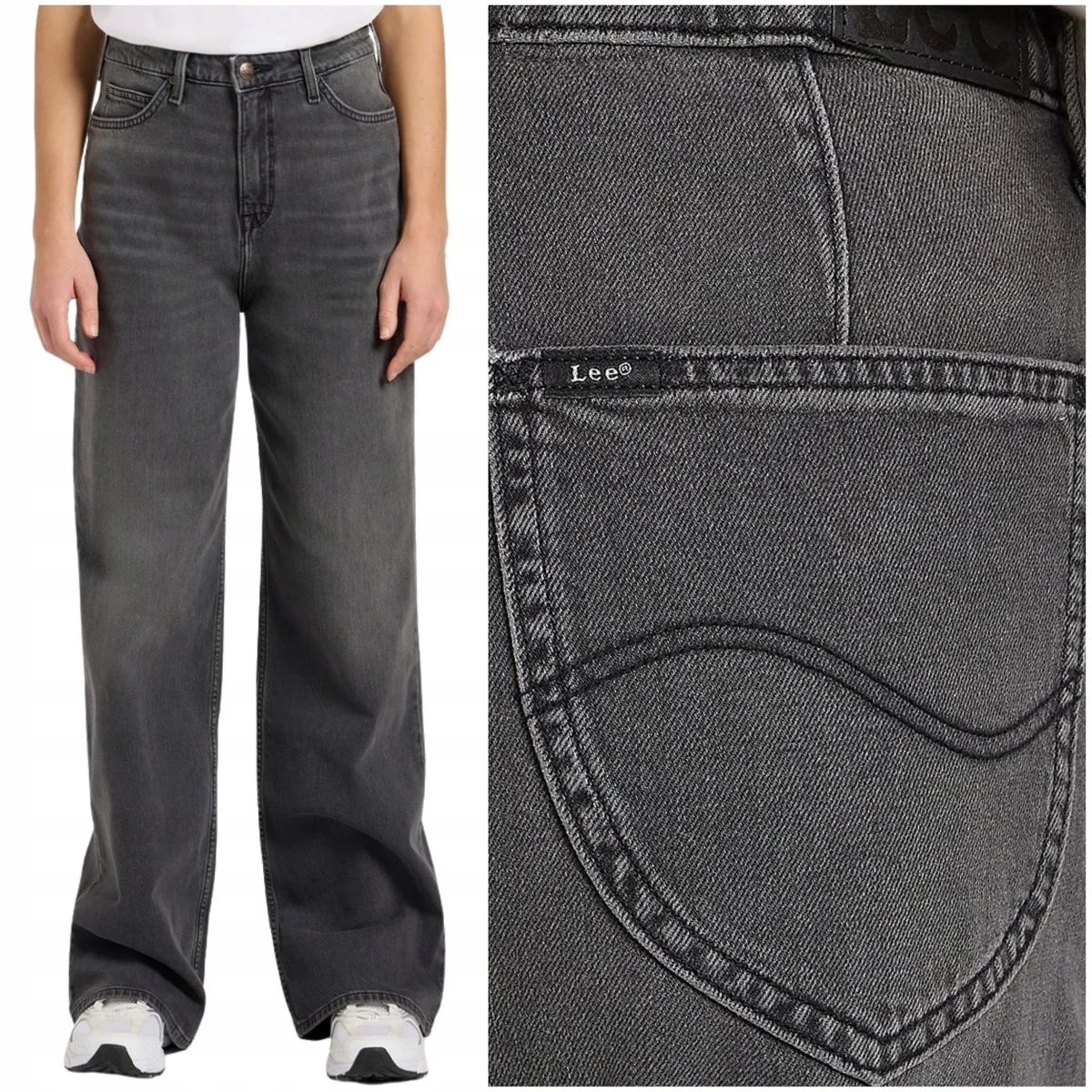 Lee Stella A Line wysokie szerokie damskie spodnie jeansowe palazzo W26 L31