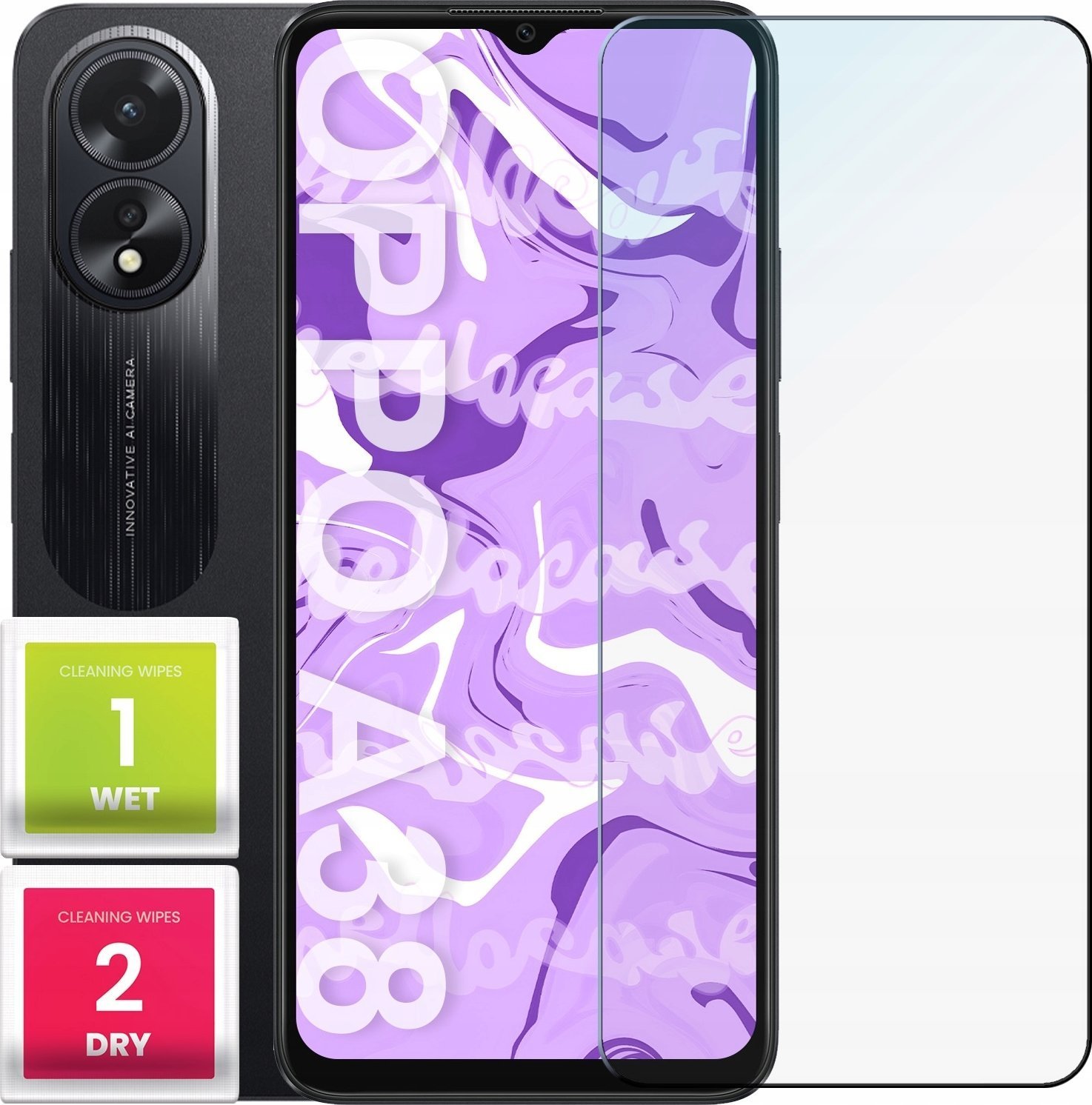 Hello Case Szkło Hartowane do Oppo A18 / A38 9H, płaskie 2.5D, ochronne, szybka