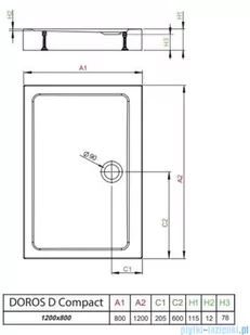 Radaway Doros D Compact Stone brodzik 120x80 czarny SDRD1280-05-54S - Brodziki prysznicowe - miniaturka - grafika 2