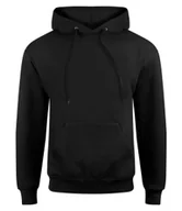Bluzy męskie - bluza CZARNA bez nadruku, kangurka z kapturem PREMIUM-XXL - miniaturka - grafika 1