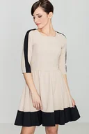 Sukienki - Dwukolorowa sukienka na co dzień - rozkloszowana sukienka - czarna - rozmiar L - miniaturka - grafika 1