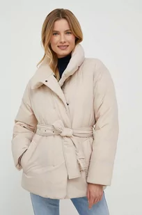Calvin Klein kurtka puchowa damska kolor beżowy zimowa - Kurtki damskie - miniaturka - grafika 1