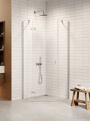 Kabiny prysznicowe - Kabina prysznicowa pięciokątna lewa drzwi uchylne kolor chrom 90x90 cm K-3687 New Trendy Nesta Chrome - miniaturka - grafika 1