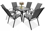 Meble ogrodowe - Zestaw Mebli Ogrodowych Balkon Taras Stół 120X70 +6X Krzesła Minorka Szare - miniaturka - grafika 1