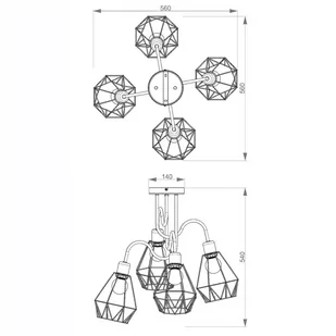 Luminex Bergen 310 Plafon Oprawa sufitowa 4x60W E27 czarny - Lampy sufitowe - miniaturka - grafika 3