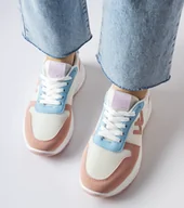 Sneakersy damskie - Biało-Różowo-niebieskie sneakersy Teresio-38 - miniaturka - grafika 1
