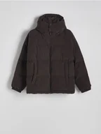 Kurtki męskie - Reserved - Sztruksowa kurtka z kapturem. - ciemnobrązowy - miniaturka - grafika 1