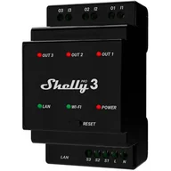 Systemy inteligentnych domów - Shelly Pro 3 - 3-kanałowy sterownik WiFi 230V - aplikacja Android/iOS - miniaturka - grafika 1